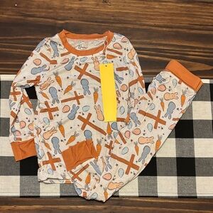 Bamboo long sleeve pants EASTER cross  Bunny Pajama Set 4T new